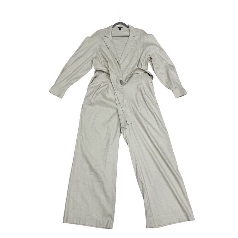 Ann Taylor Beige Linen Blend Wide-Leg Jumpsuit Size 14 - Picture 4 of 9